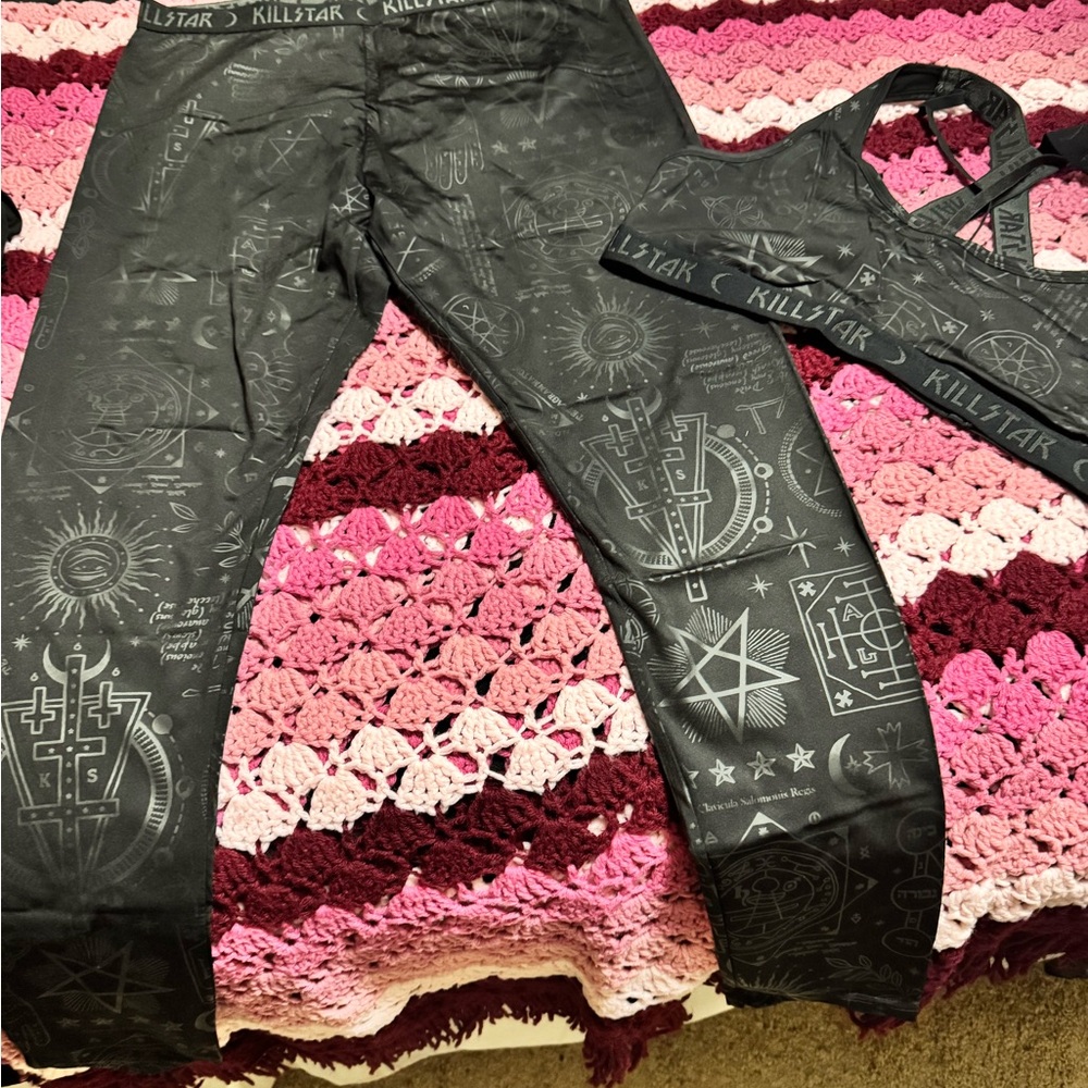 Killstar Black and Gray Graphic Activewear Set